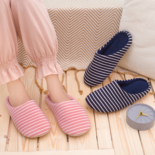 [Spot Supply] New Japanese Style Silent Cotton Slippers Large Striped Home Wooden Floor Warm Autumn and Winter Men‘s and Women‘s Slippers