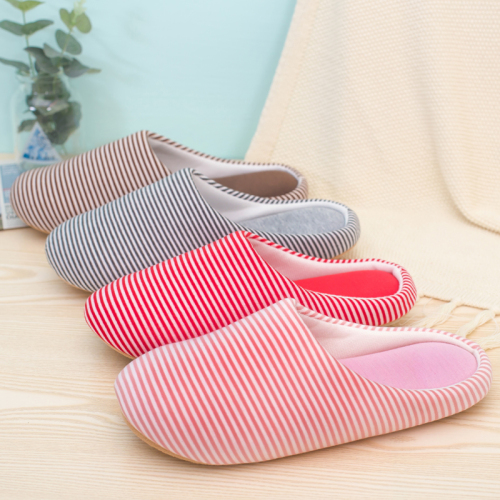 [spot supply] new japanese style silent cotton mop small striped home wooden floor thermal autumn and winter men‘s and women‘s slippers