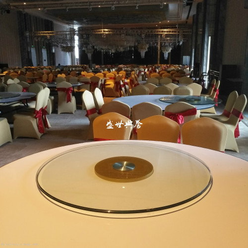 Nanchang Hotel Banquet Hall Wedding Plastic Steel Base Glass Turntable Hotel Wedding Banquet Thickened Tempered Glass Turntable