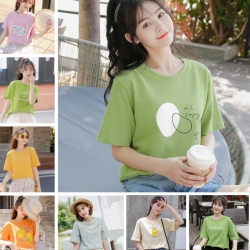 summer 2020 korean new women‘s short sleeve t-shirt women‘s loose top women‘s t-shirt stall supply wholesale