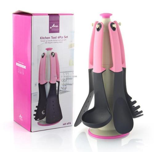 pink multi-function nylon kitchenware set， 5-piece kitchen utensils， non-stick pan special kitchen utensils