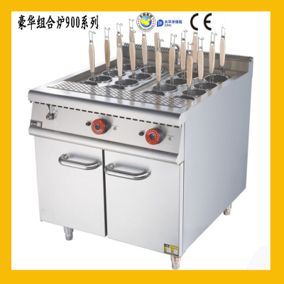 Luxury Stainless Steel Combination Furnace 900 Series Commercial 16-Head Electric Heating Pasta Cooking Stove with the Cabinet Seat Hotel Kitchen Western Food