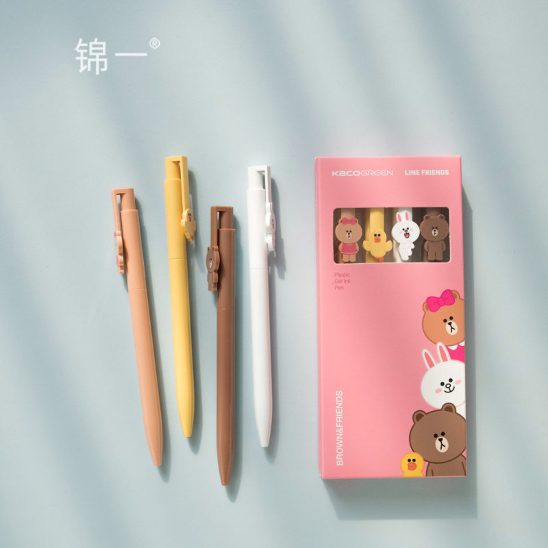 Supply Line Friends Brown Bear Cony Rabbit Defined Kaco Rui Ji Gel Pen Set Push Type Ball Pen