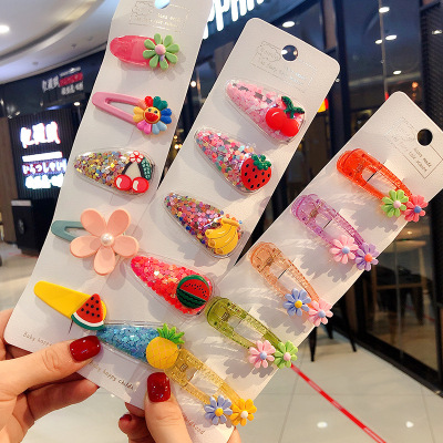 Korean Style New Color Quicksand Transparent Children's Fruit Hairpin PVC Side Clip Baby BB Side Clip Jewelry