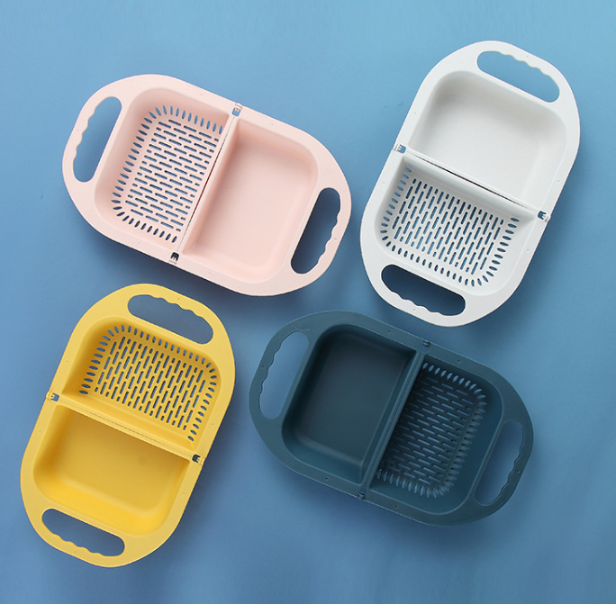 Plastic Folding Drain Basket Kitchen Storage Basket Fruit and Vegetable Vegetable Washer Basket Taob