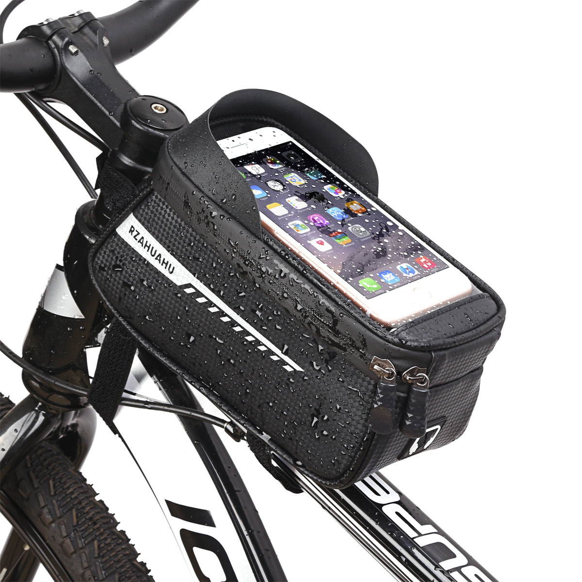 200930 Bicycle Bag Front Beam Bag Carbon Grain Bike Upper Tube Bag Package Phone Touch Screen Bag Cy