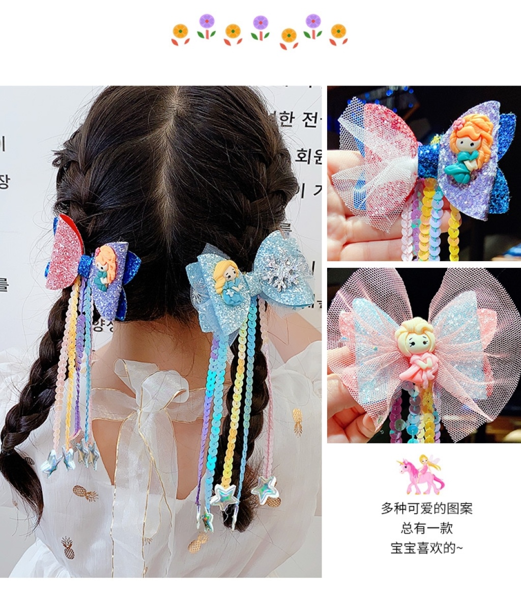 韩国儿童发饰品宝宝格子蝴蝶结发夹女童雪纺学生发夹公主边夹头花-阿里巴巴