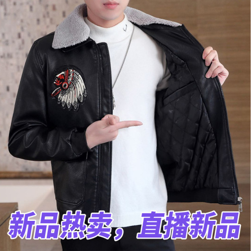 2020 autumn and winter new slim korean handsome motorcycle clothing youth trend flying leather jacket lapel men‘s coat tide