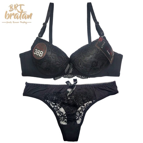 European and American Style Lace Edge Black Charming Bra with Steel Ring Gathered Upper Thin Lower Thick Bra B Cup 36-46 Large Sizes Availiable 
