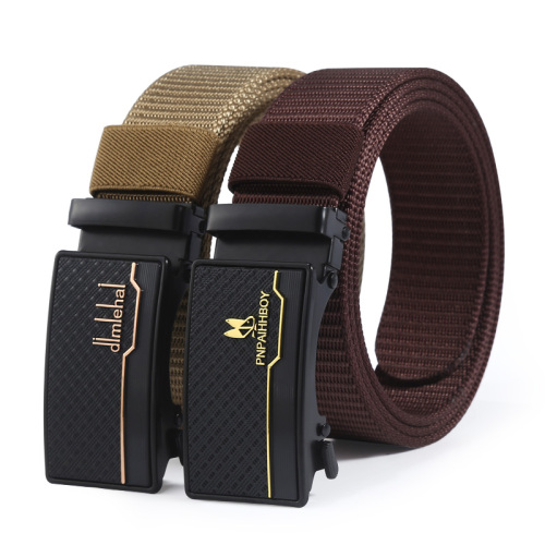 Belt Men‘s Toothless Automatic Anti-Allergy Nylon Belt Outdoor Leisure Smooth Buckle Canvas Belt Factory Direct Sales