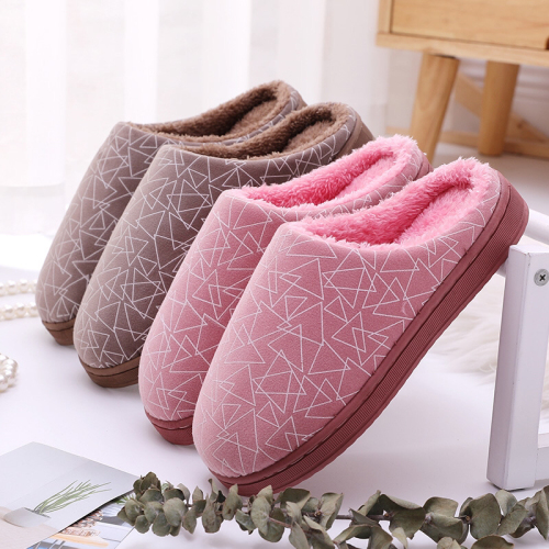 Triangle Pattern Men and Women Couple Indoor Home Home Autumn and Winter Thermal Wooden Floor Japanese Cotton Slippers H