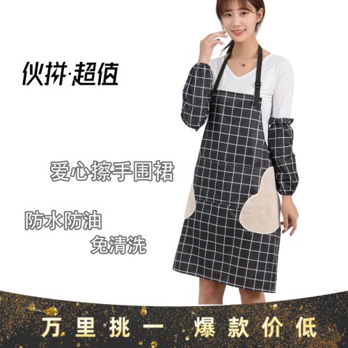 Erasable Hand Apron Kitchen Waterproof and Oil-Proof Waist Household Summer Apron with Rag Wholesale Custom Apron Customized