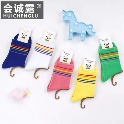 huicheng lu autumn and winter new children‘s socks 1-12 years old boys and girls lace cartoon variety of colorful creative cotton socks