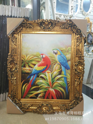 European Parrot Painting Hotel Engineering Decorative Painting Customized 20x24 24x36 36 X48 Ancient & Gold Frame