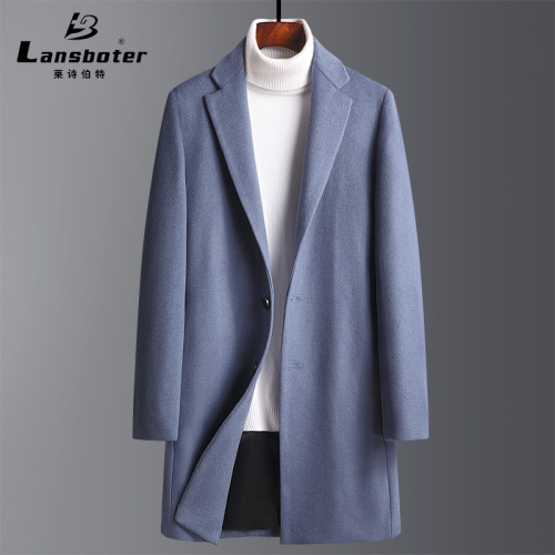 Autumn and Winter New Woolen Coat Men‘s Slim-Fit Mid-Length Wool Trench Coat Men‘s Thickened Woolen Coat Men‘s Coat