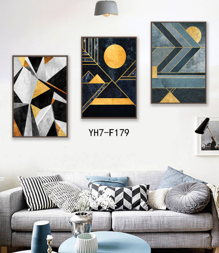 Living Room Decorative Painting Frameless Painting Nordic Style Spray Painting painting Core Geometric Pattern Triple Painting Amazon Decorative Painting