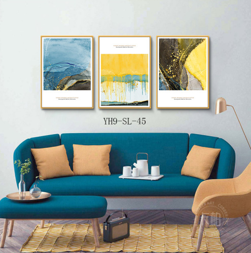 Sofa Background Wall Decorative Painting Modern Minimalist Triple Dining Room Bedroom Mural Frameless Living Room Wall Painting Landscape