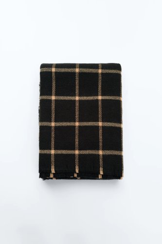za‘s new scarf autumn and winter cashmere black camel plaid men and women couple scarf dual-purpose scarf