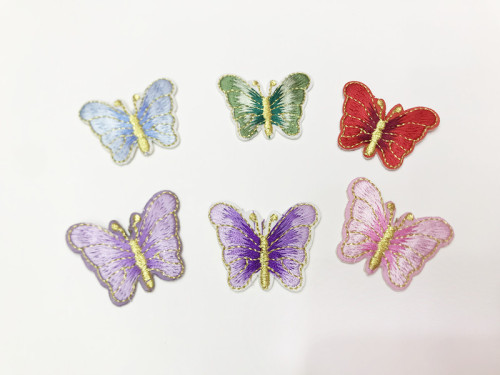 factory direct gold silk butterfly embroidery cloth stickers diy hanfu skirt decorative adhesive patch clothing embroidery stickers