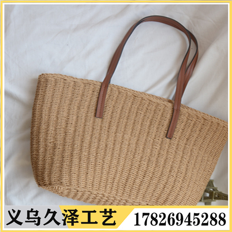 Cross-Border Hot Selling New Simple Large Capacity Casual Women's Bag Handmade Straw Bag Woven 