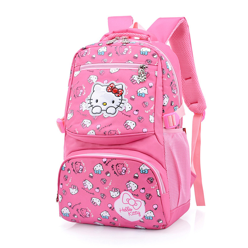 Factory Wholesale 2019 New Korean Style Burden Alleviation Backpack Cartoon Bow Cat Nylon Student Sc