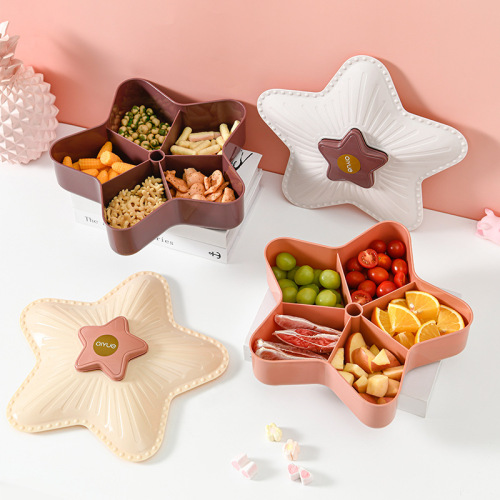 New Year Creative Dried Fruit Box Candy Box Plastic Star Candy Box Lazy Fruit Plate Factory Direct Wholesale