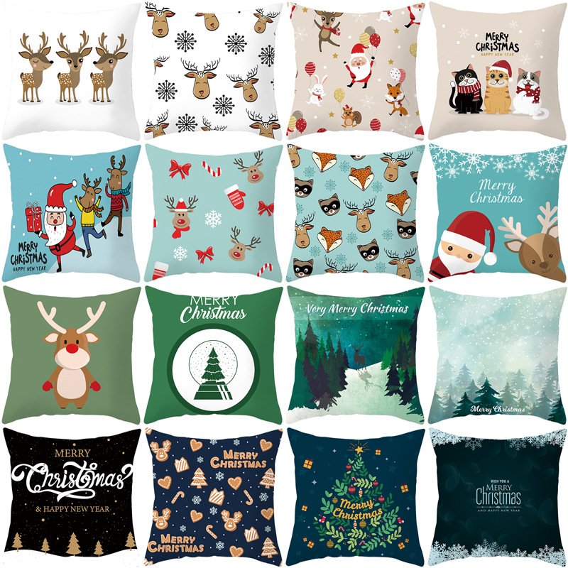 Europe and the United States Christmas Cartoon Animal Car and Sofa Throw Pillow Cushion Cover Digita