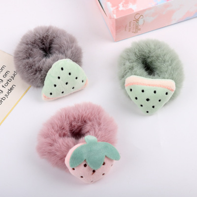 Korean Autumn and Winter Plush Doll Cartoon Rubber Band Hair Band Ins Soft and Adorable Fruit Radish Head Rope Hairband Wholesale