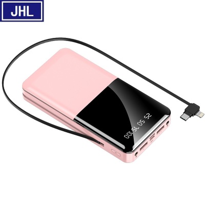 Mini Self-Wired Mirror Mobile Phone Universal Power Bank 20000 MA Large Capacity Fast Charging MobilePower Customization.