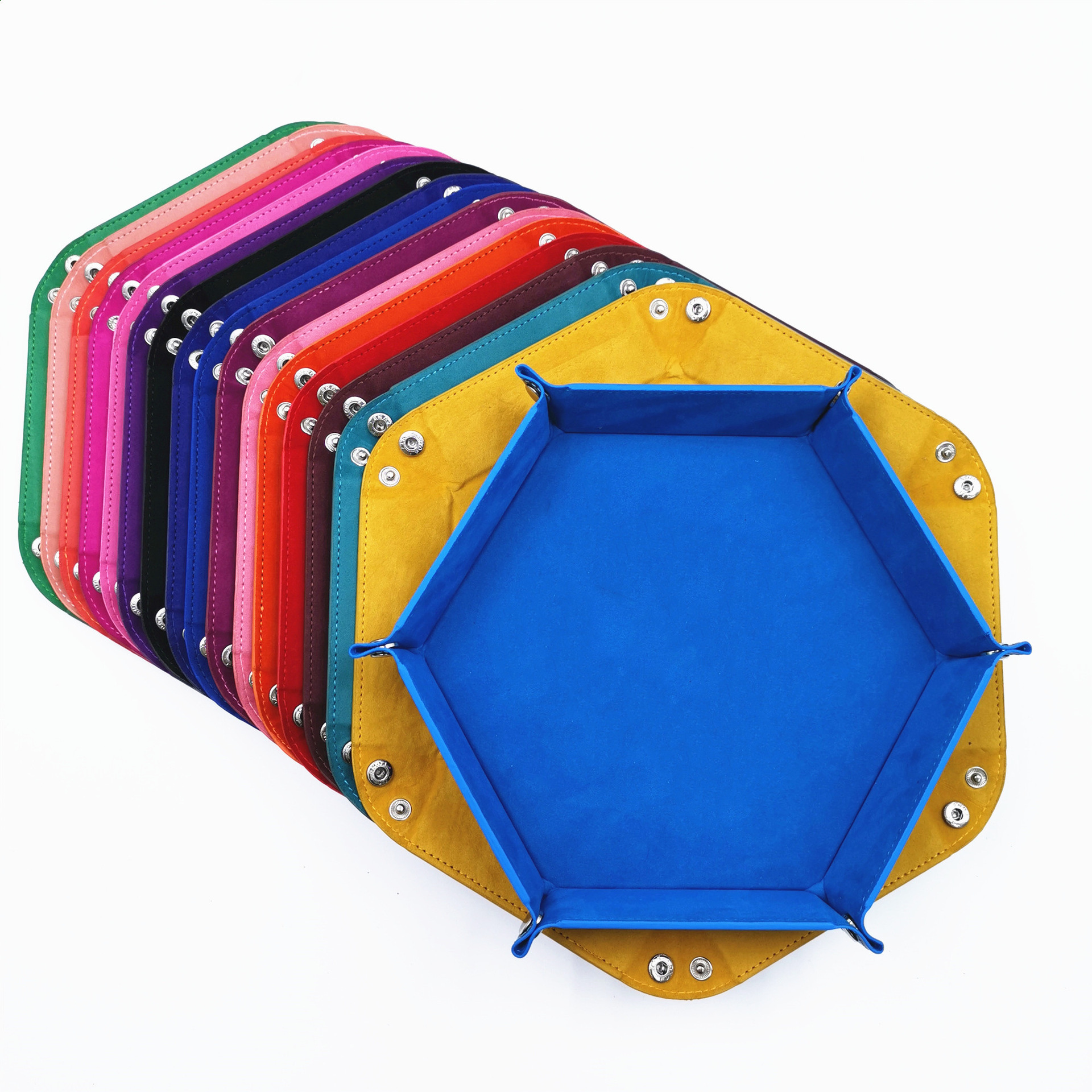 Currently Available Hexagon Pu Flannel tou zi pan Foldable Storage Box Game Screen Tray