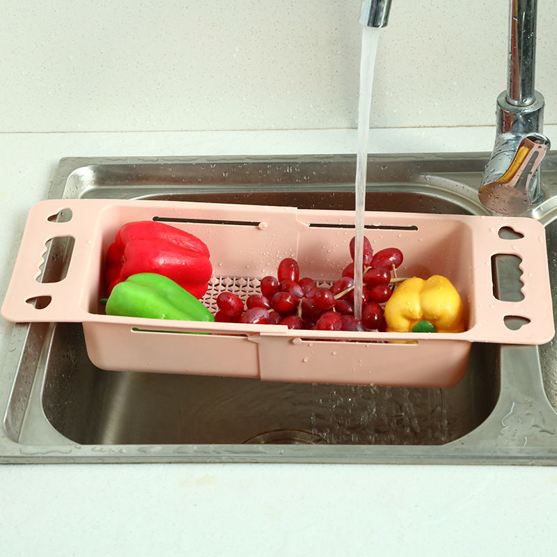One Piece Dropshipping Collapsible Household Kitchen Lengthened Plastic Drain Basket Nordic Style Fi