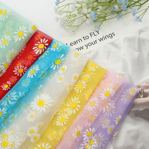 korean nylon american screen printing daisy solid color polyester fabric mesh gauze clothing mesh gauze customized wholesale