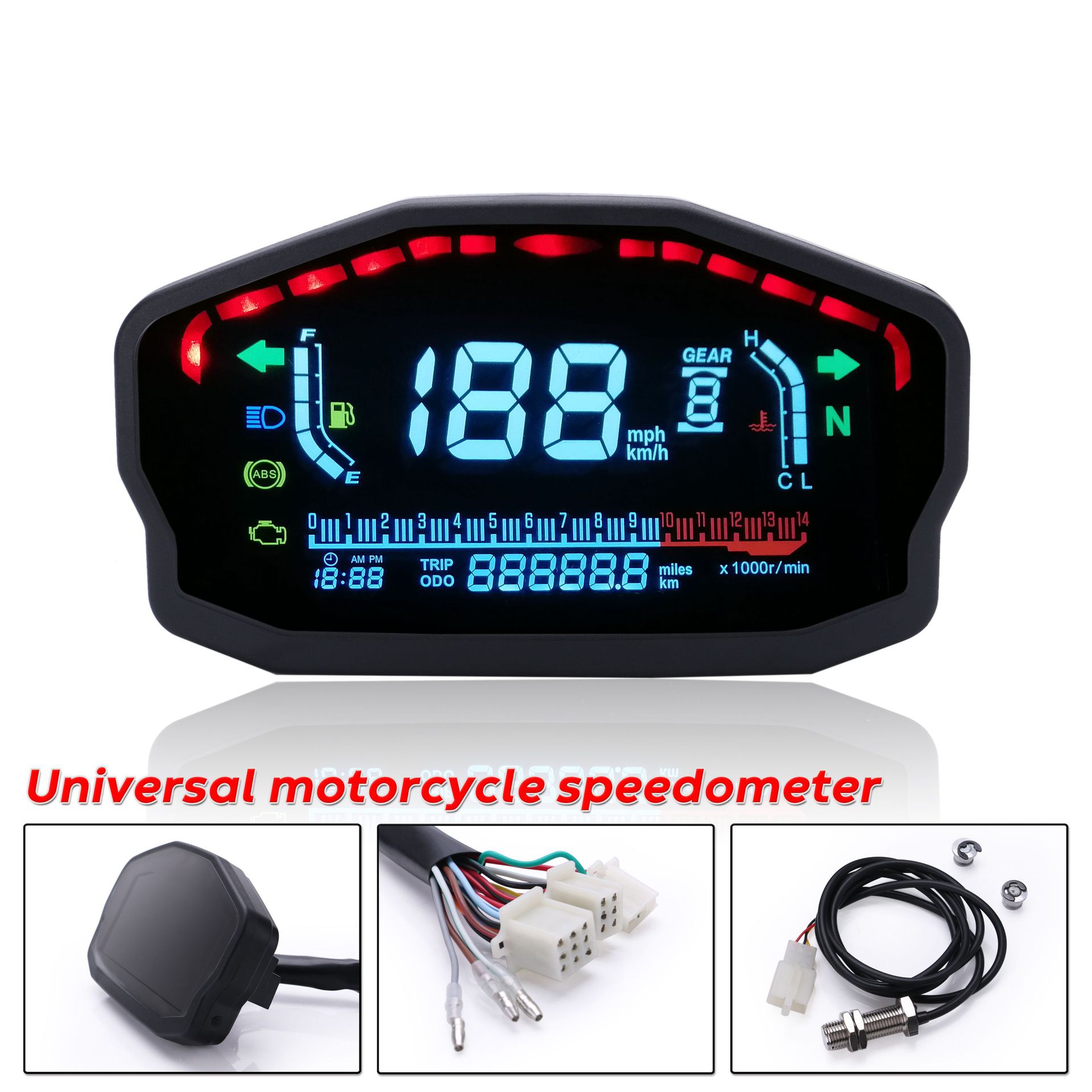 Motorcycle Modified Color Screen LCD LCD Meters Speed Water Temperature Fuel Gauge Mileage Oil ABS S