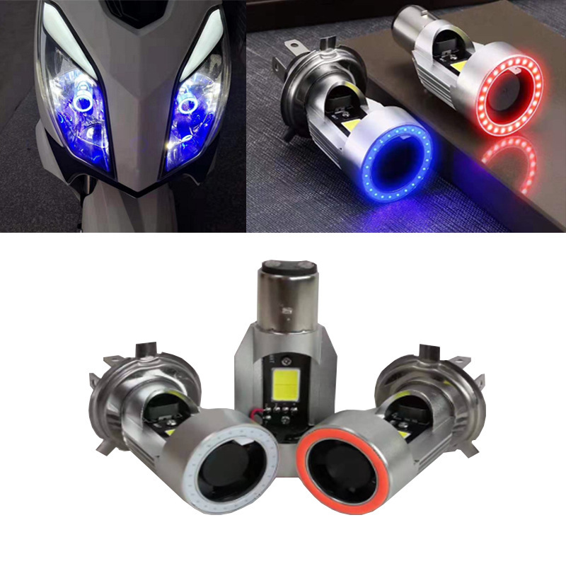 F4 New Cob Motorcycle Electric Car LED Headlight H4 Far and near Integrated HS1 Double Claw Three-Cl