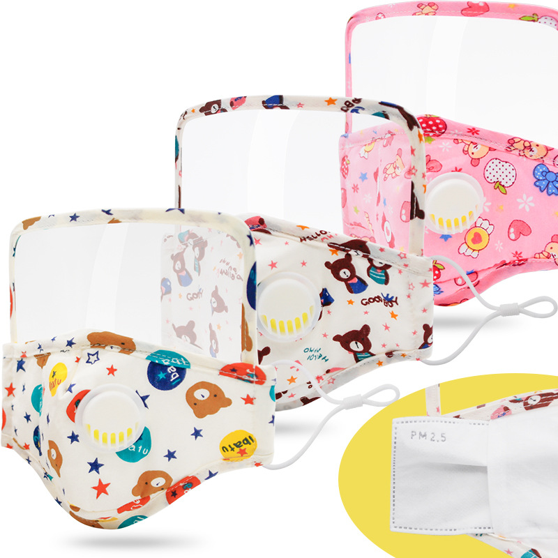 Children's PM2.5 Cotton Mask with Breathing Valve with Lens Mask Eyeshade Protective Dustproof