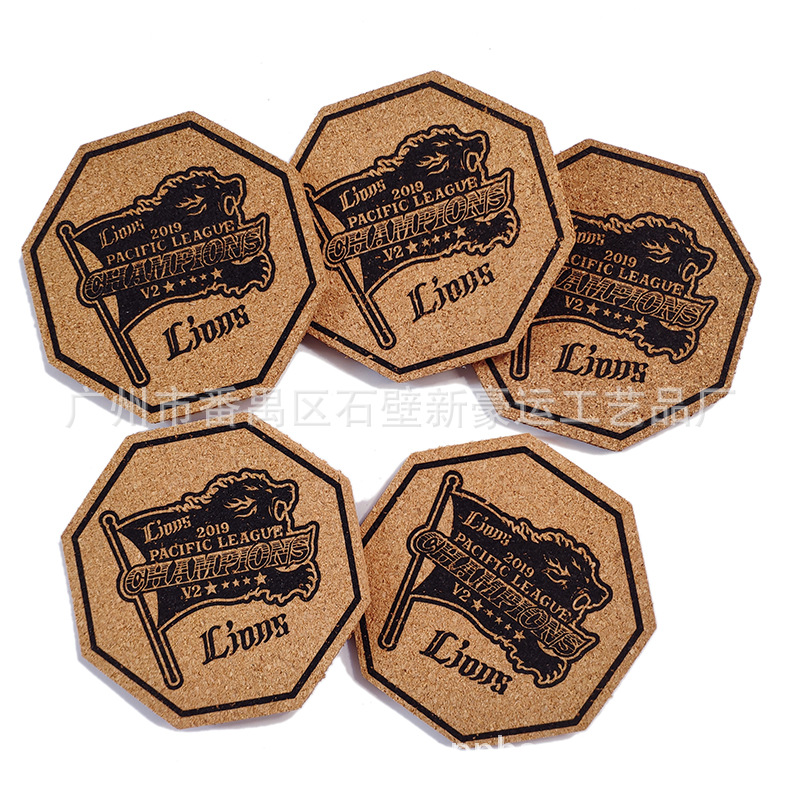 Octagonal Octagonal Wood Chips Cork Cup Mat Placemat Potholders Screen Printing Water Absorbent Coas