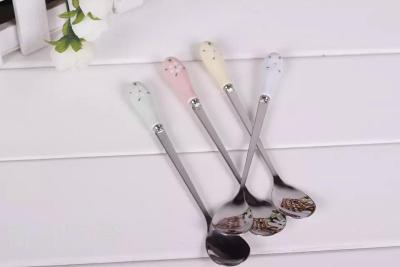 Weige Stainless Steel Coffee Spoon Creative Long Handle Steps Spoon Korean Cute Dessert Seasoning Milk Tea Small Spoon