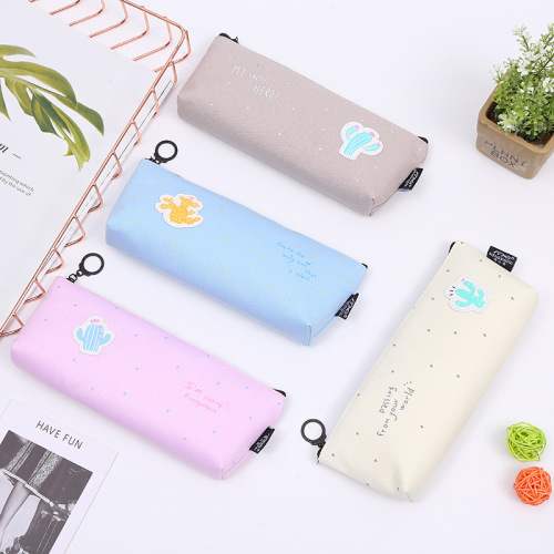 New Japanese and Korean Style cat Pencil Case Canvas Candy Color Pencil Case Large Capacity Stationery Box Ins Multifunctional Pencil Bag