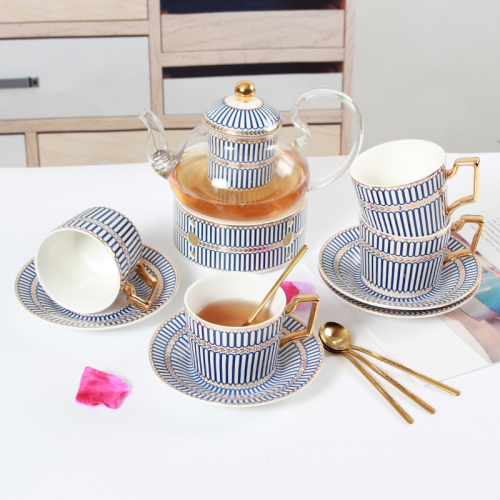 Afternoon Tea Bone China Coffee Ceramic Cup Dish Glass Pot Borosilicate Heating Gift Daily Necessities