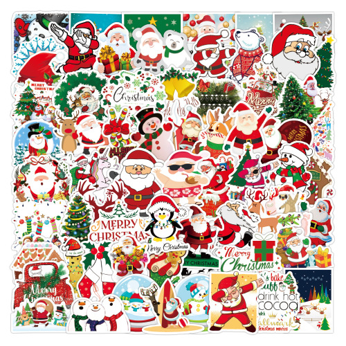 100 New Christmas Holiday Decoration Santa Claus Graffiti Luggage Notebook Waterproof Stickers Customization