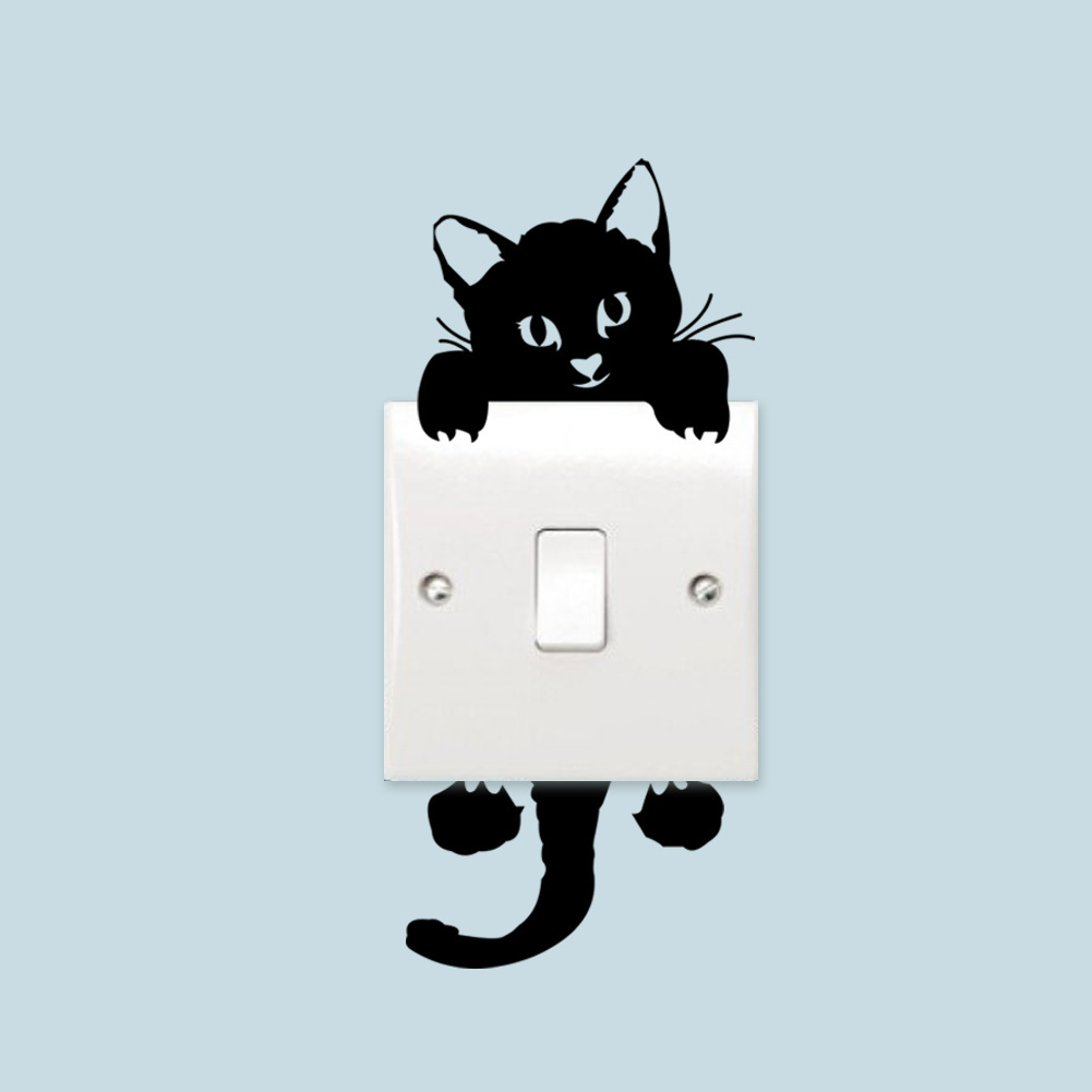 Zy327 New Kitten Wall Stickers Living Room Bedroom Switch Stickers Foreign Trade Stickers Waterproof