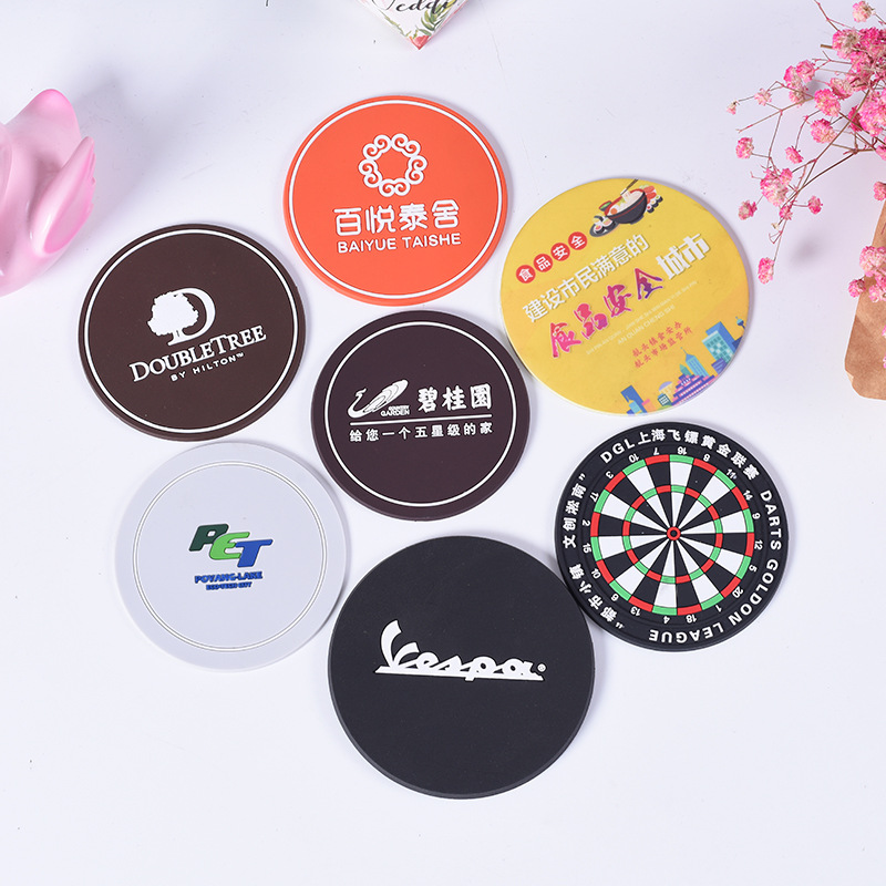 Manufacturer Customized PVC Soft Rubber Coaster Color Printing Coasters Cartoon Silicone Placemat He