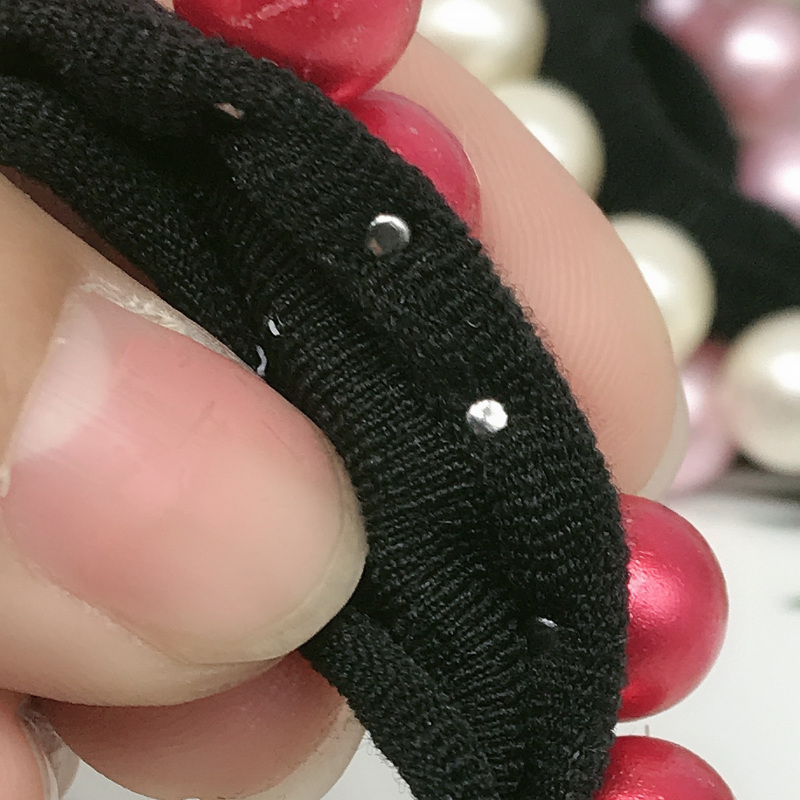 韩国东大门热销皮圈钉仿珍珠16颗高弹力少女扎头发皮绳泫雅风批发