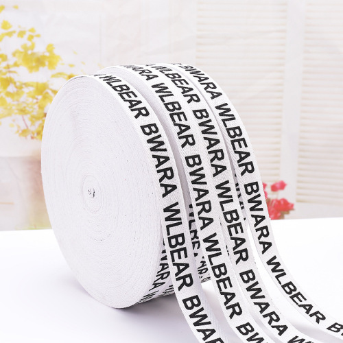 Printing Printing English Letters Cotton Ribbon Clothing Accessories Gift Packaging Herringbone Ribbon Customization