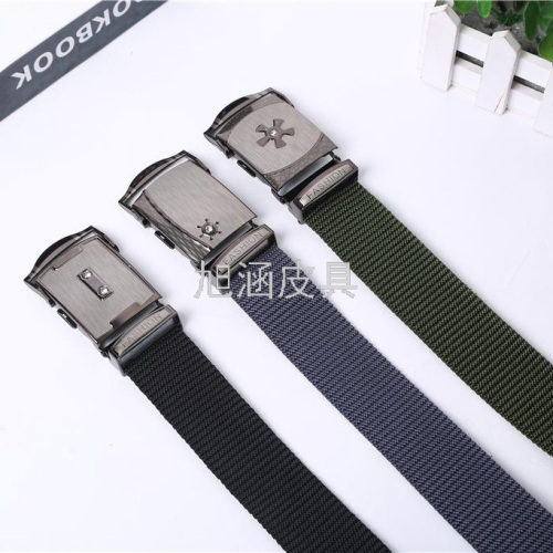 fashion multi-color nylon belt ribbon belt factory direct toothless flap buckle student belt strong and durable