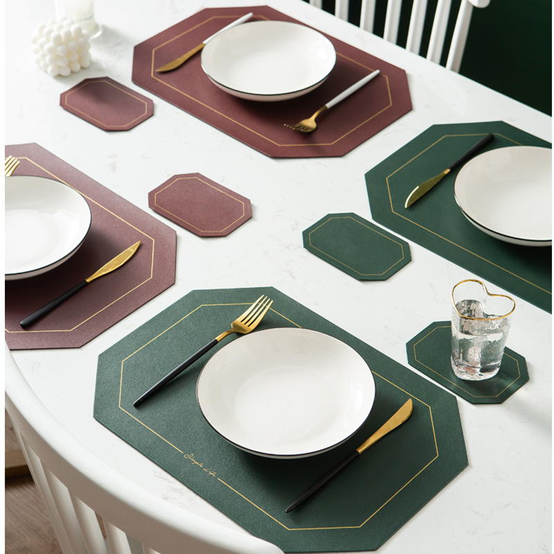 Nordic Leather Western Placemat Set Waterproof and Oil-Proof Household Affordable Luxury Ins Style T