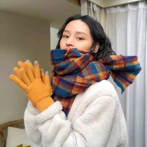 korean fashion warm thick casual plaid scarf shawl