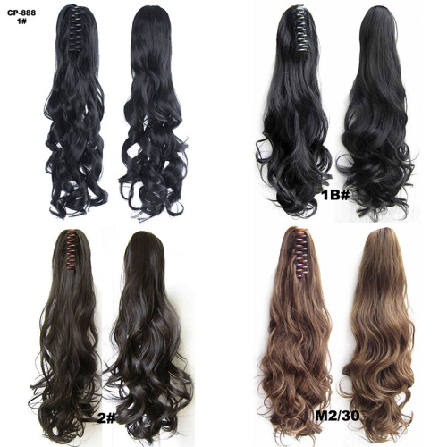European and American Wigs female Wholesale Factory Direct High Temperature Silk Claw Clip Curly Hair Ponytail Big Wave Tiger Claws Roll Ponytail