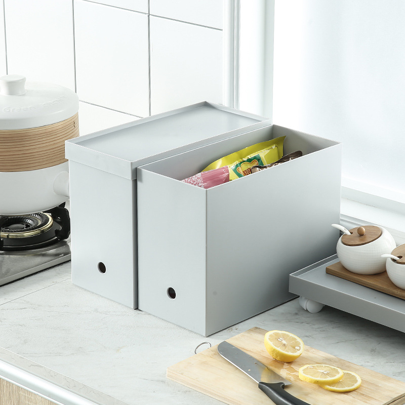 W16-2360 Pulley Plastic Storage Box Kitchen Bathroom Finishing Storage Box with Lid Wheels Books Fin