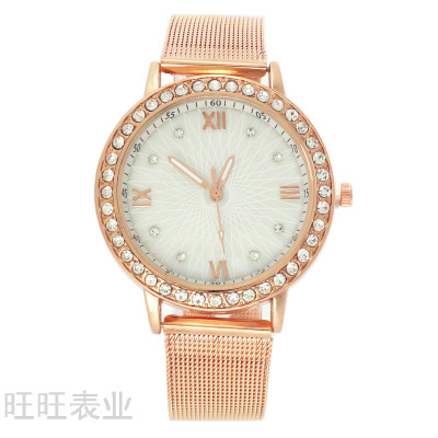 Watch Fashion Diamond Roman Scale Women's Mesh Belt Steel Watch Factory Currently Available Wholesale